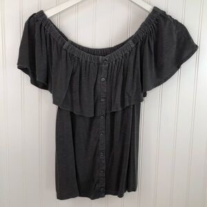 American Eagle Soft & Sexy Cold Shoulder Grey Top